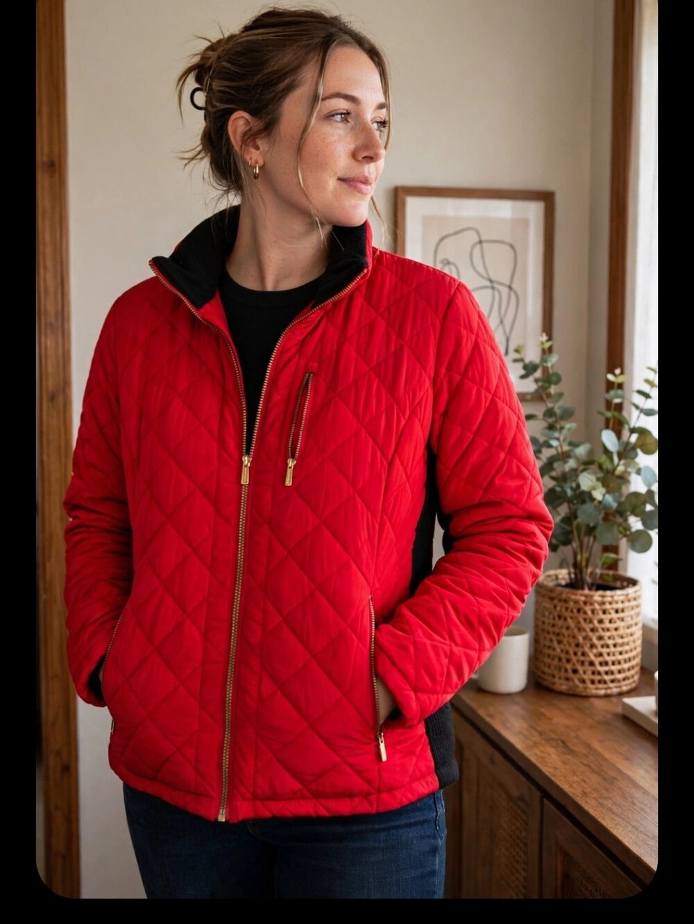 Calvin Klein Red Quilted Jacket
